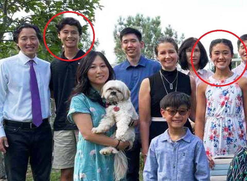 Anthony Youn's children (in red circles), Daniel Youn and Grace Youn